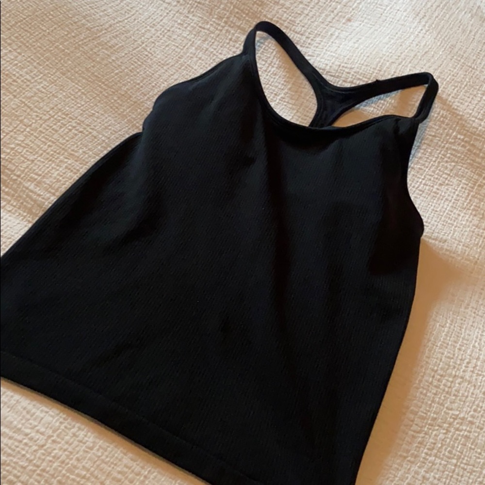 Black tank top with built in bra shelf